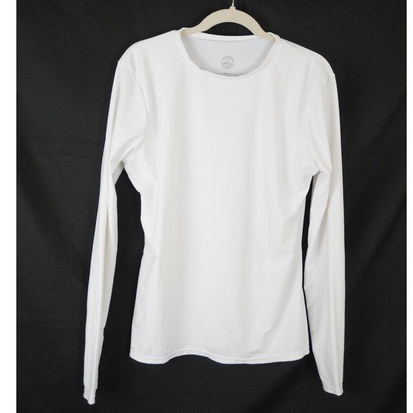 Mitre Tops - Mott50 White Long Sleeve Rash guard UPF50 Performance Crew Swim Top Women XL